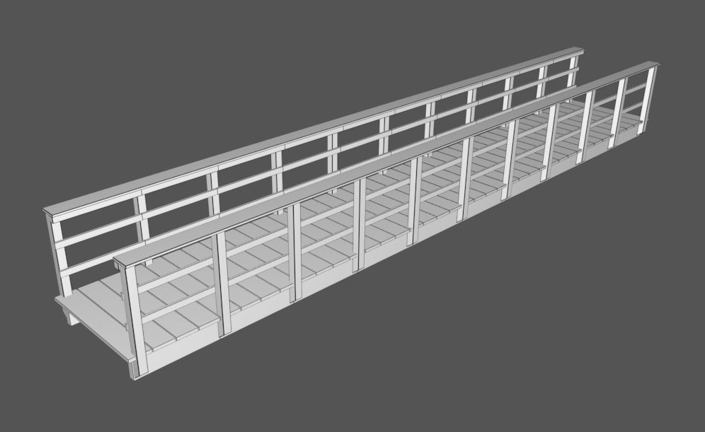 Wooden Footbridge Low-poly 3D model_3
