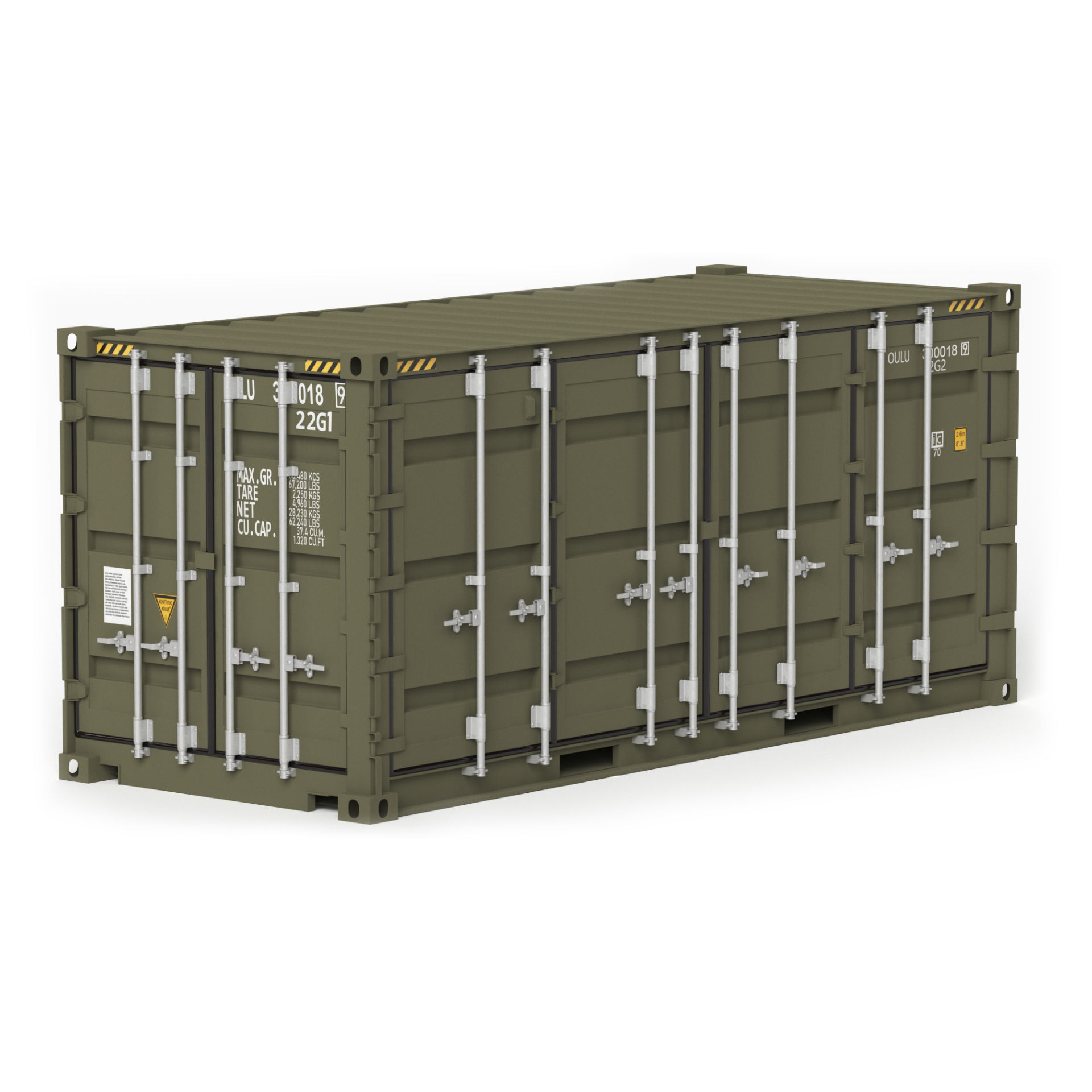 20 ft Military Containers Green Colour 3D model | CGTrader