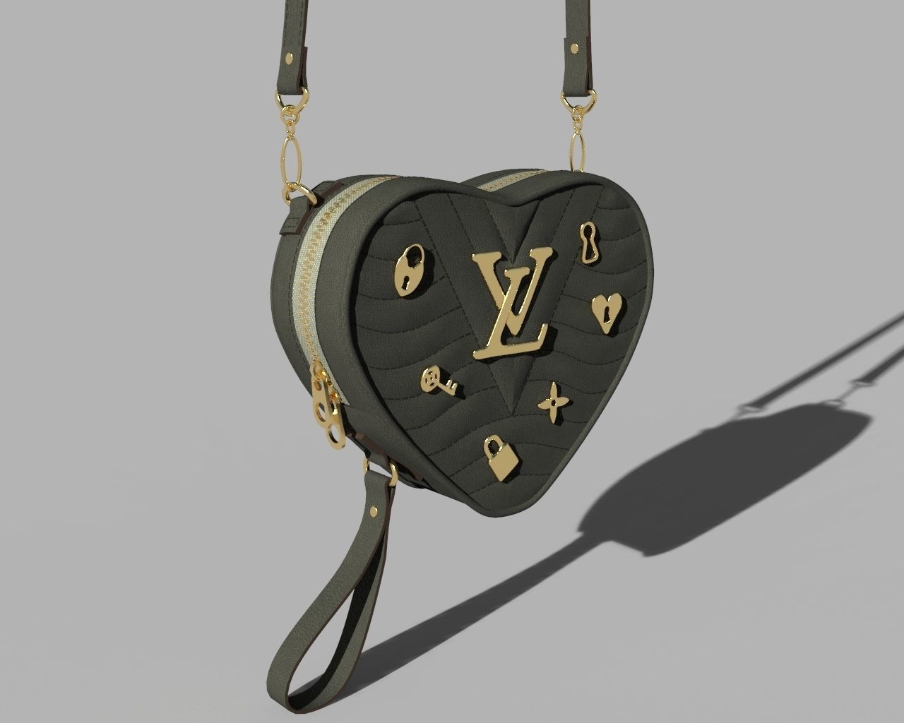 Lv Heart bag Low-poly 3D model_5