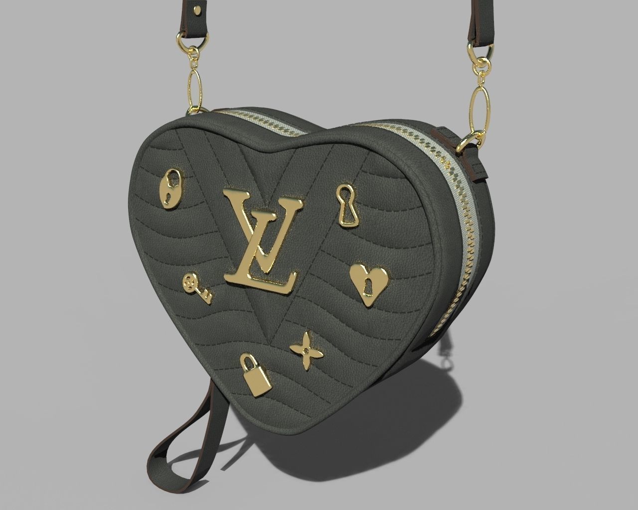 Lv Heart bag Low-poly 3D model_4