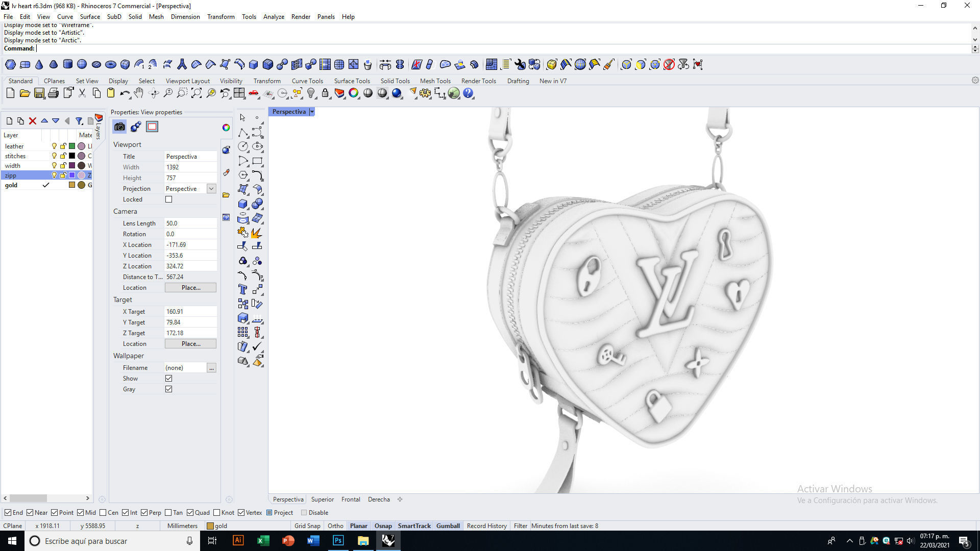 Lv Heart bag Low-poly 3D model_11