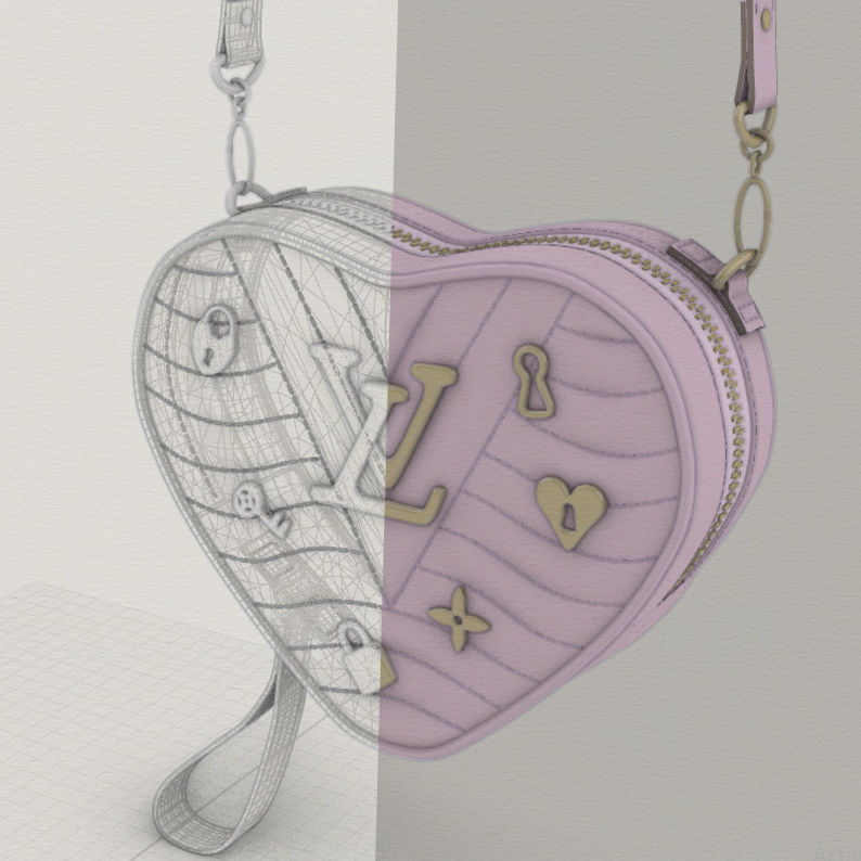 Lv Heart bag Low-poly 3D model_24