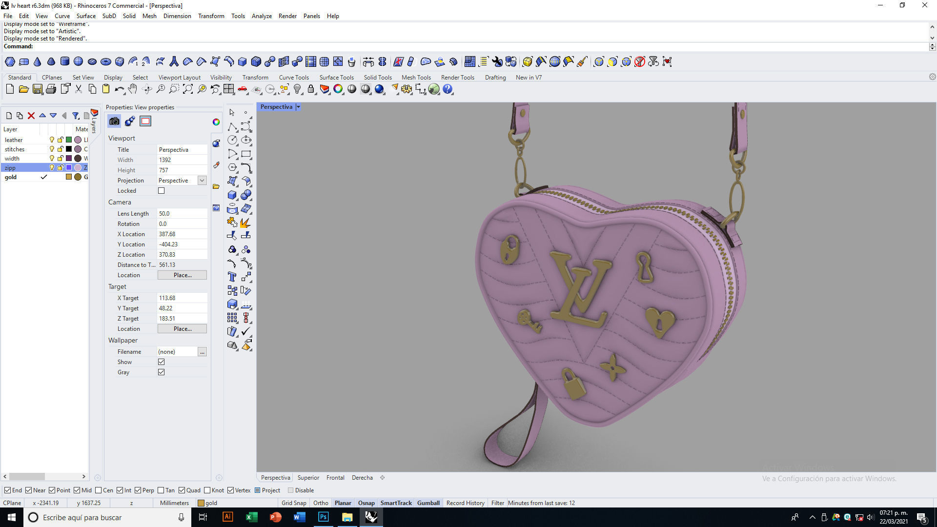 Lv Heart bag Low-poly 3D model_18