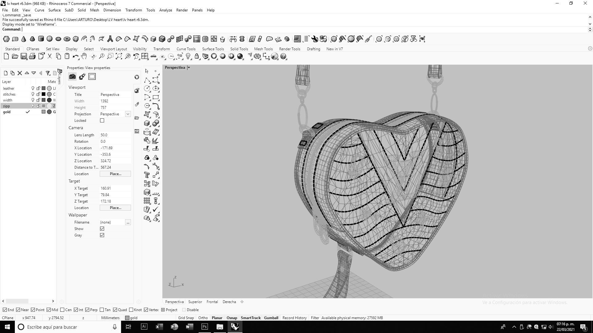 Lv Heart bag Low-poly 3D model_13