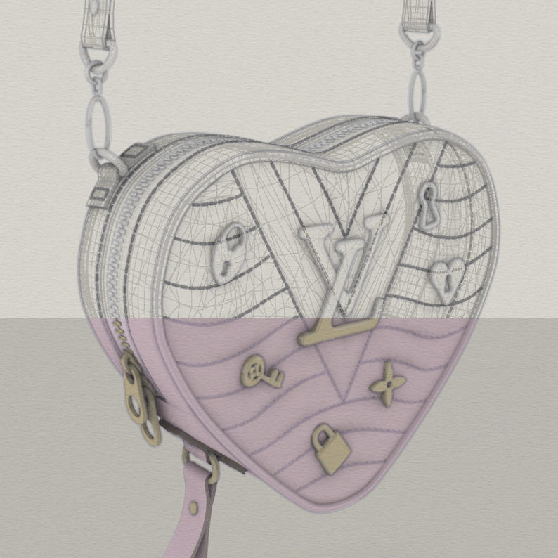 Lv Heart bag Low-poly 3D model_25