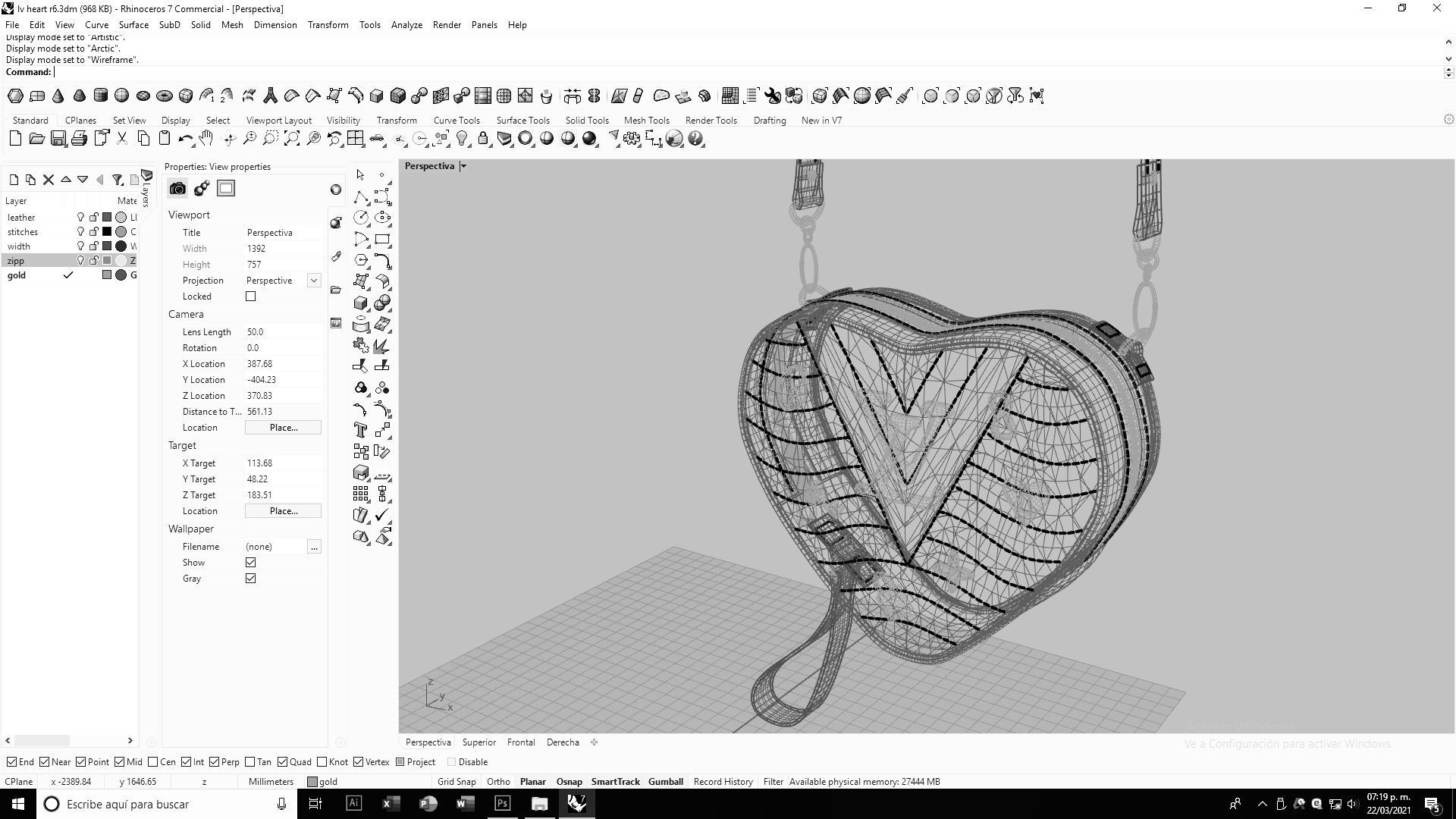 Lv Heart bag Low-poly 3D model_16