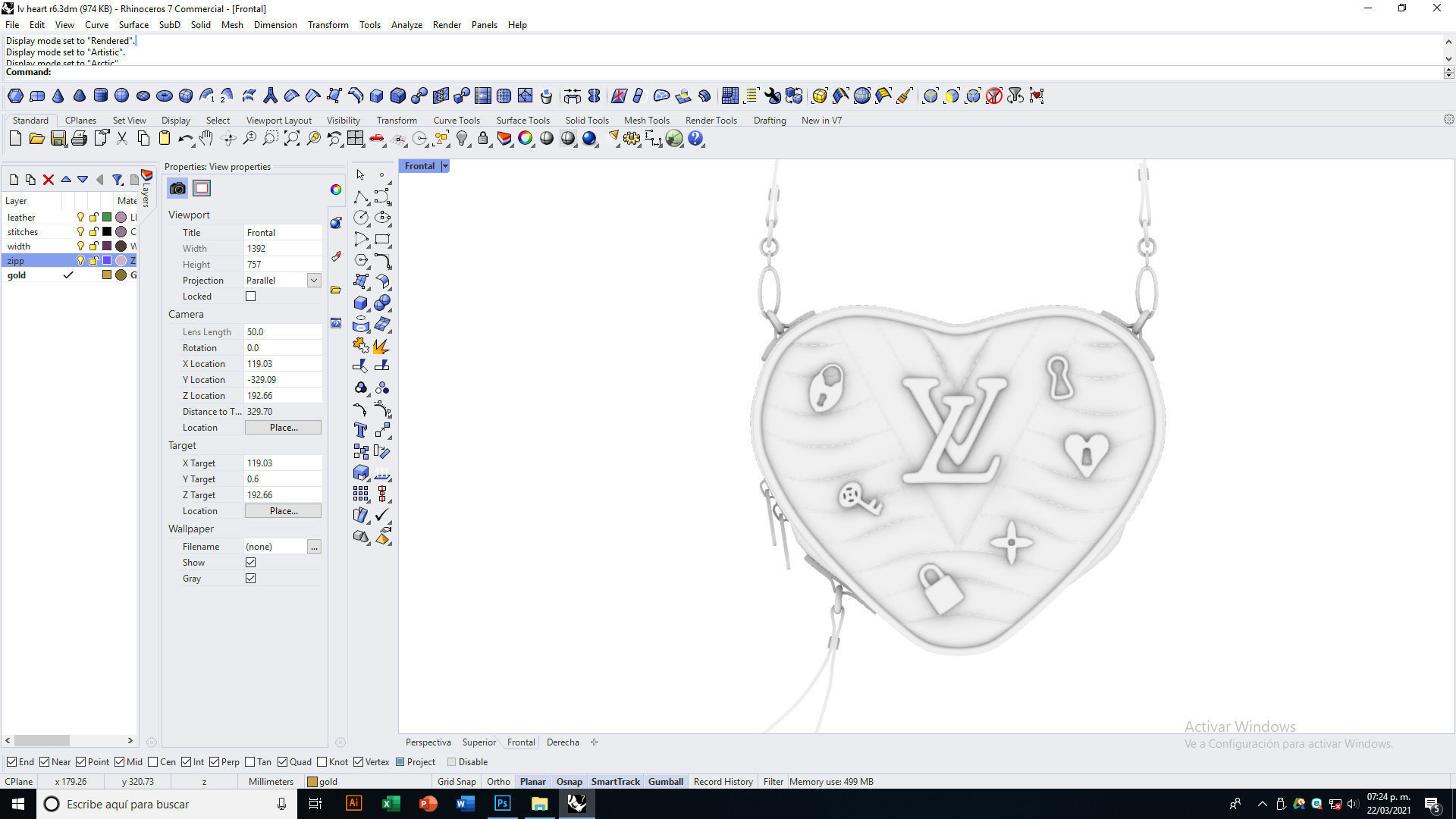 Lv Heart bag Low-poly 3D model_22