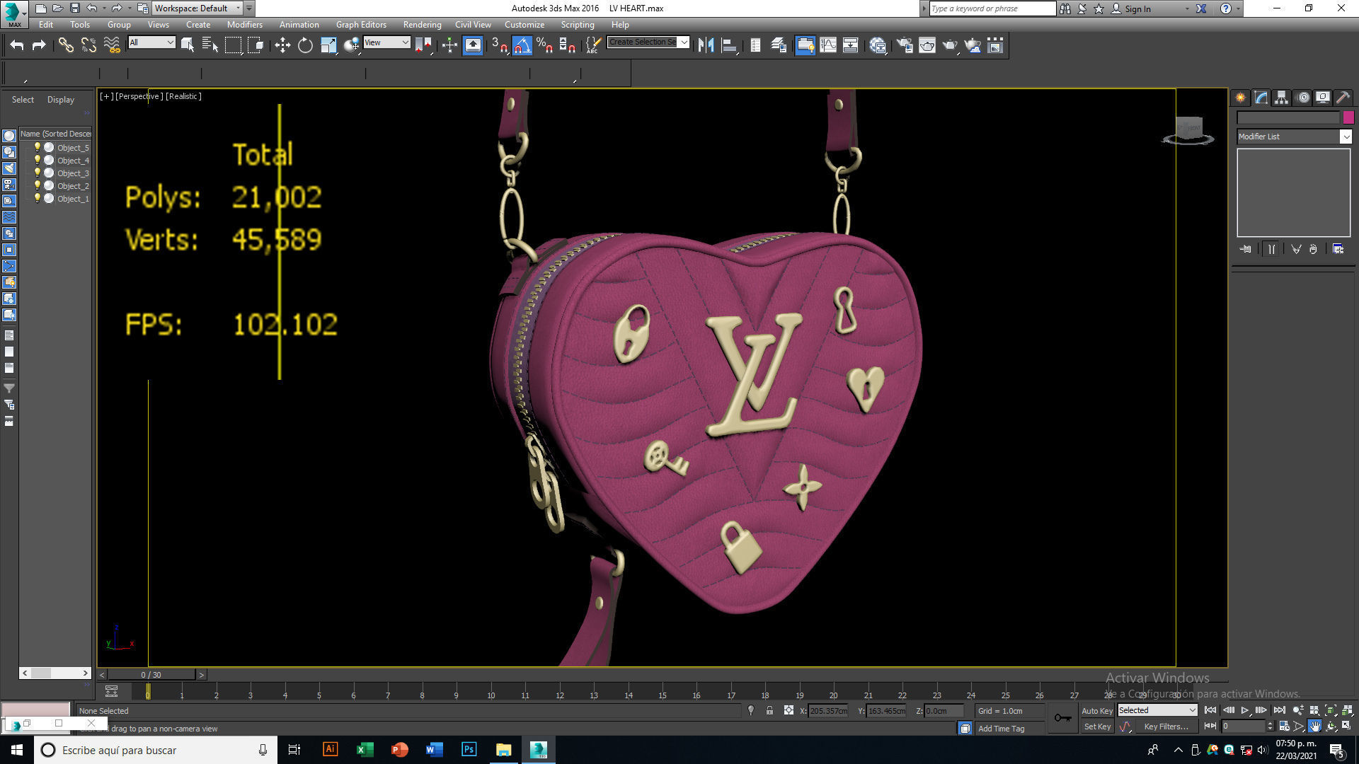 Lv Heart bag Low-poly 3D model_8