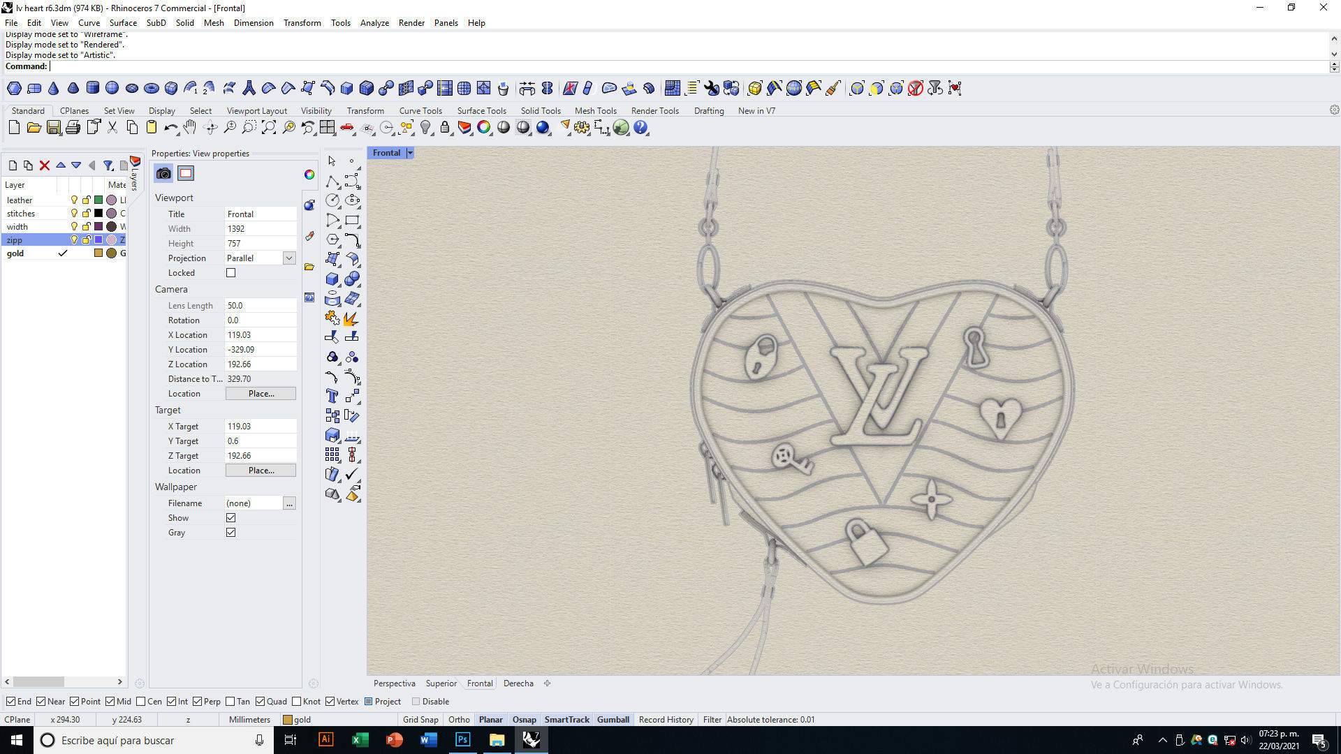 Lv Heart bag Low-poly 3D model_21