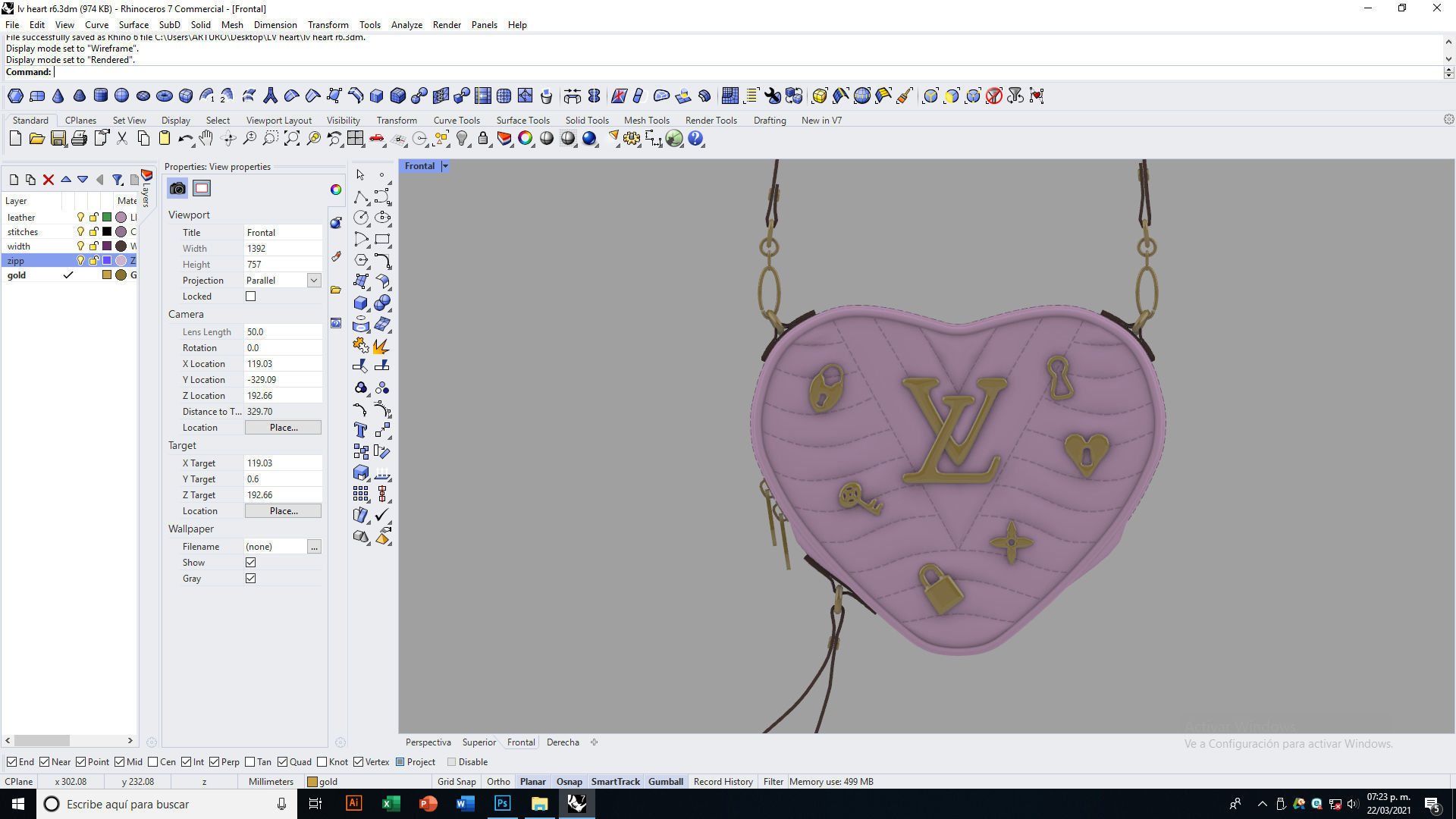 Lv Heart bag Low-poly 3D model_20