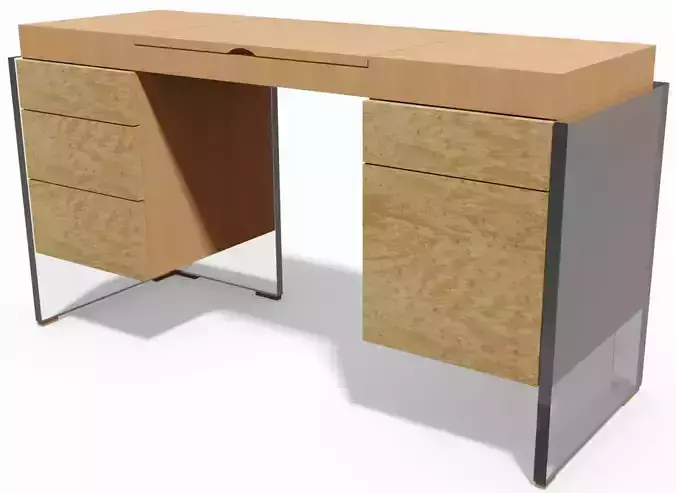 Vanity desk with drawers and glass top