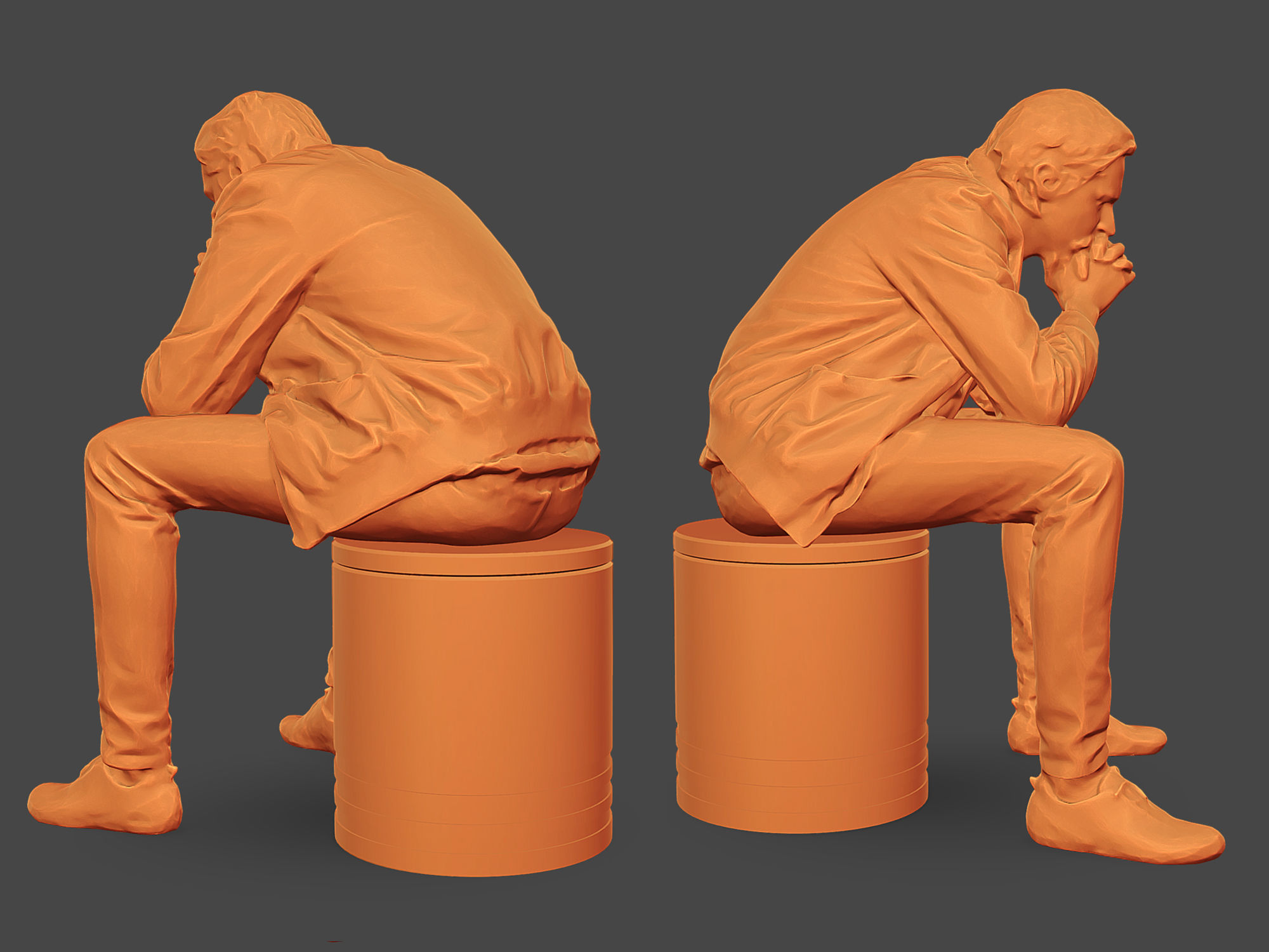 Stylized Man Character Sitting 3D model_5