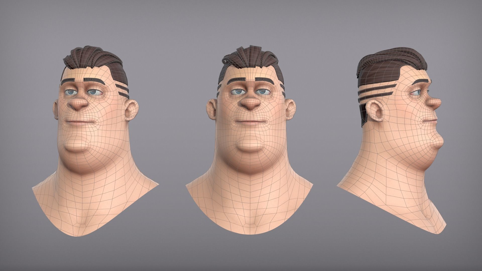 Cartoon male character Eugene base mesh Low-poly 3D model_7