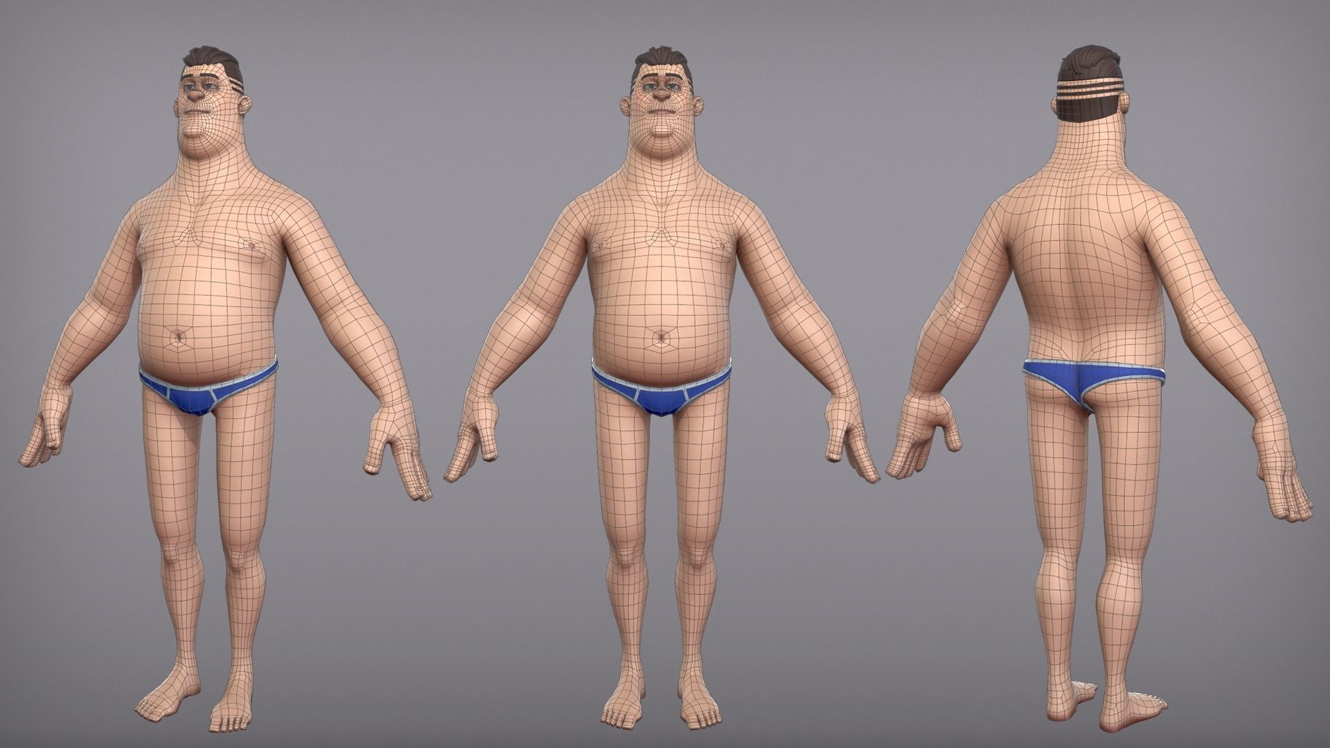 Cartoon male character Eugene base mesh Low-poly 3D model_5