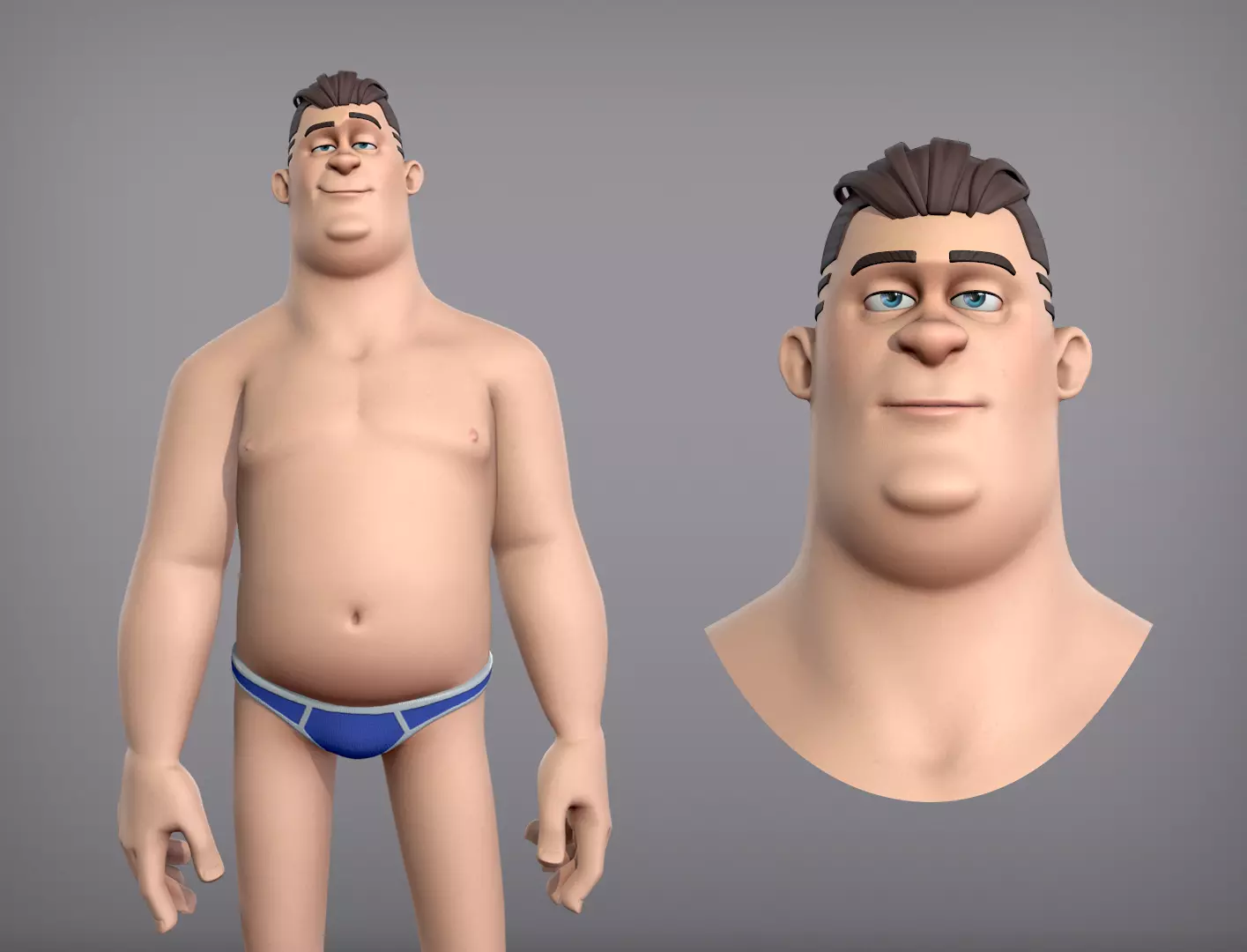 Cartoon male character Eugene base mesh Low-poly 3D model_0