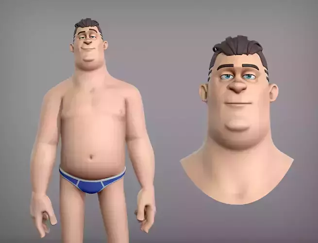 Cartoon male character Eugene base mesh Low-poly 3D model