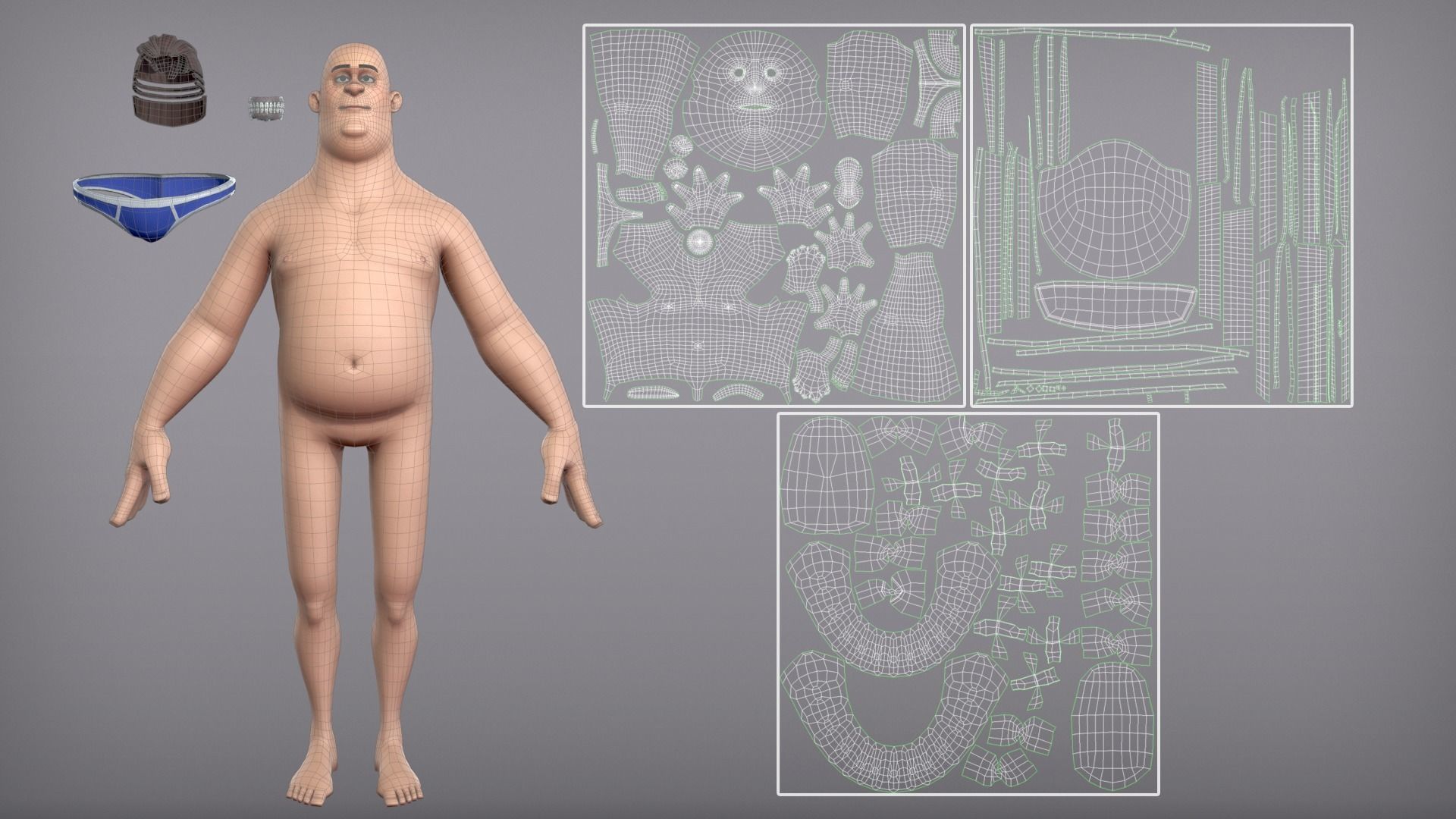 Cartoon male character Eugene base mesh Low-poly 3D model_8