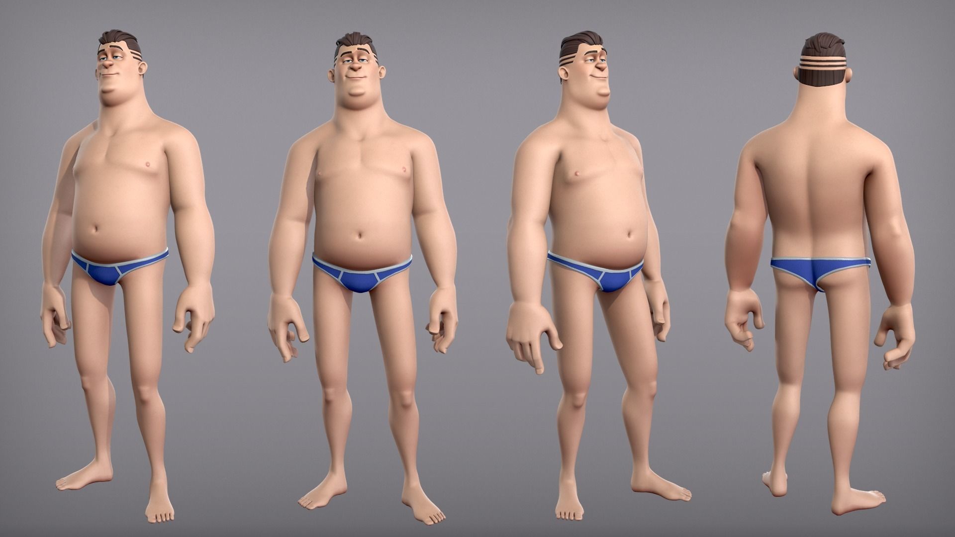 Cartoon male character Eugene base mesh Low-poly 3D model_3