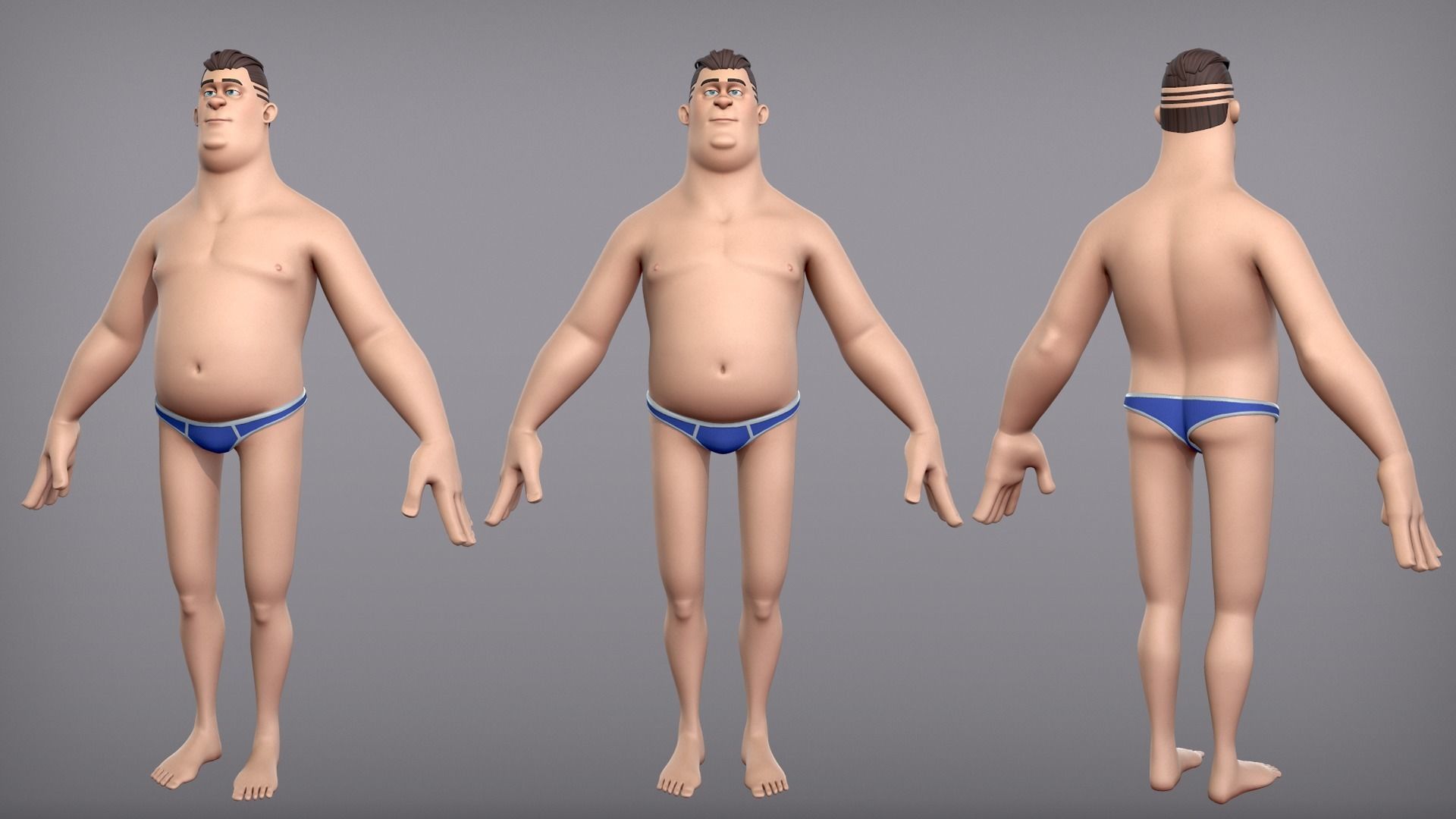 Cartoon male character Eugene base mesh Low-poly 3D model_4