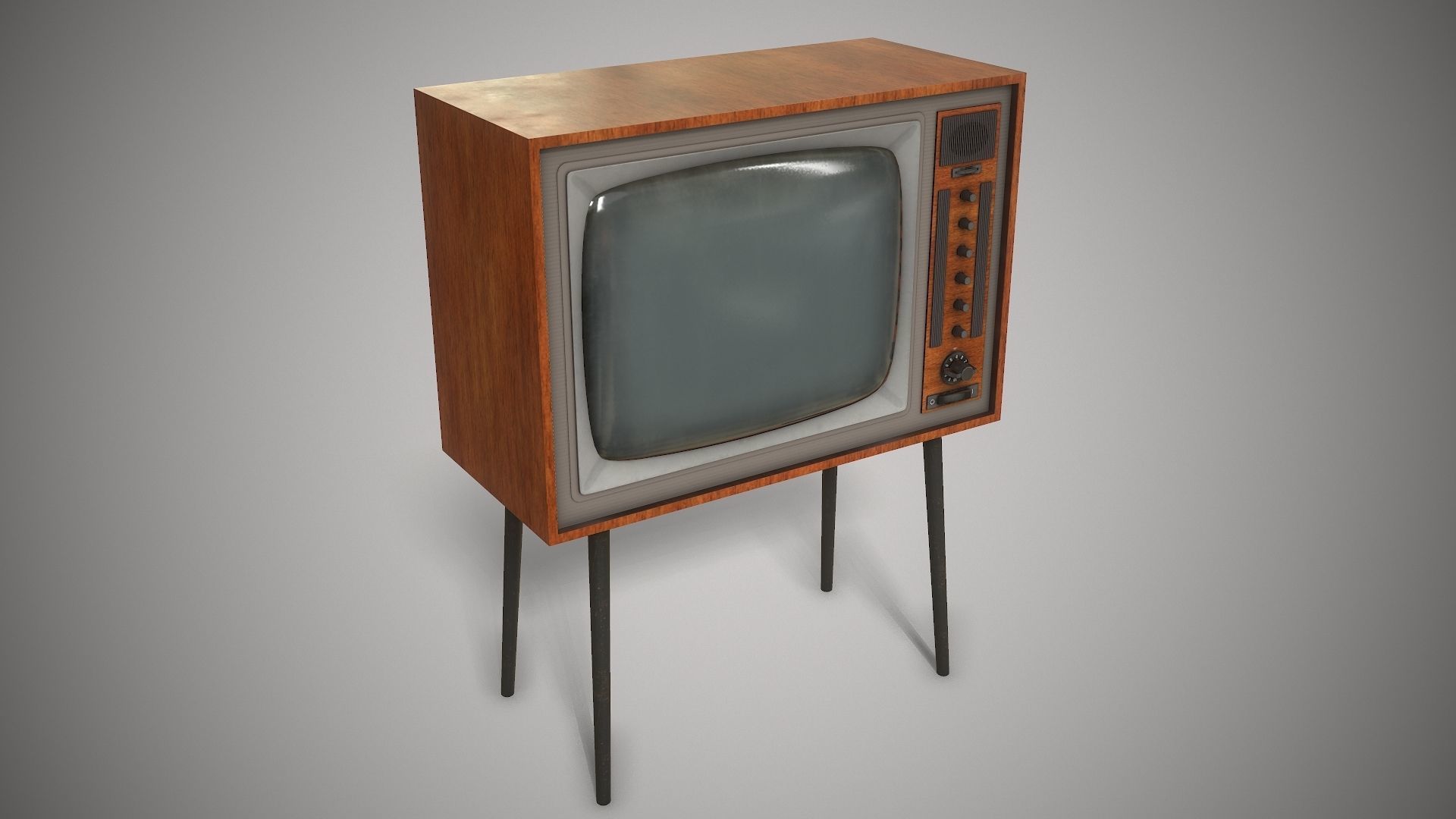 Vintage TV Free low-poly 3D model_2