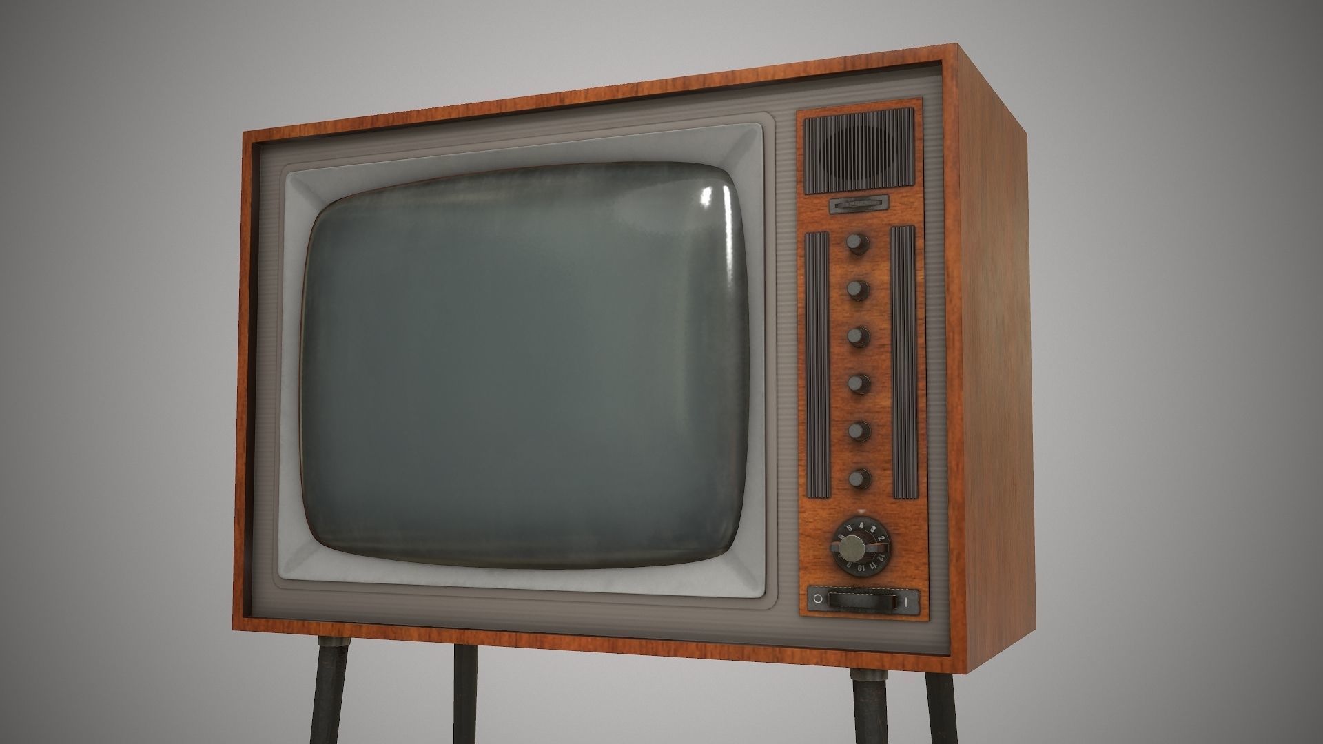 Vintage TV Free low-poly 3D model_1