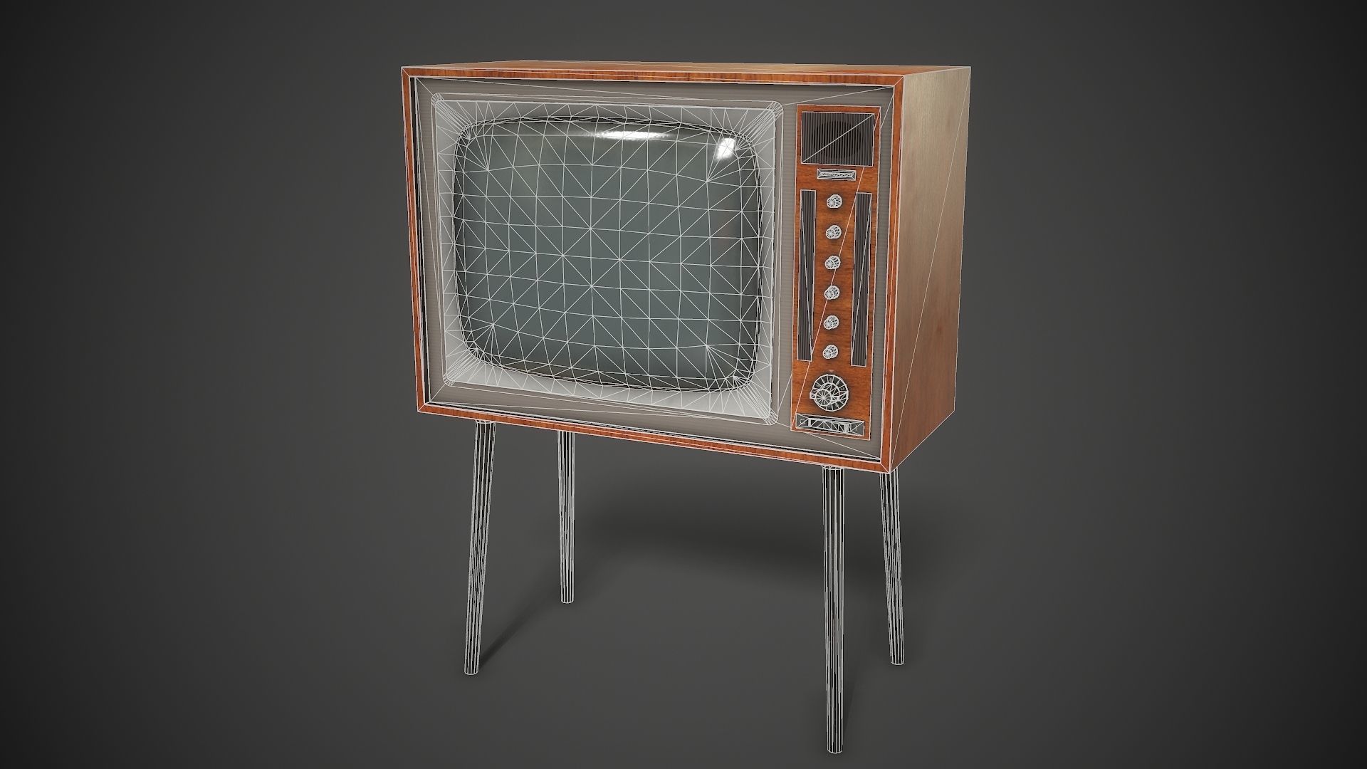 Vintage TV Free low-poly 3D model_10