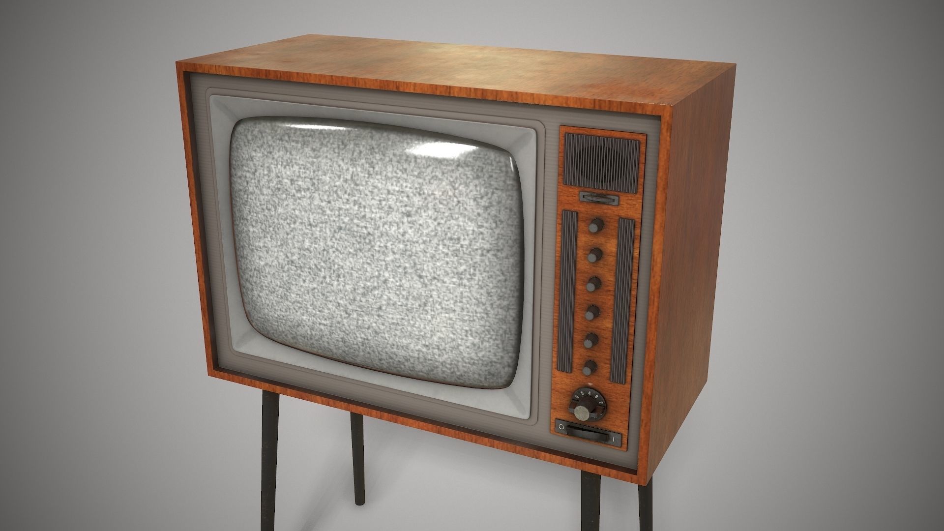Vintage TV Free low-poly 3D model_4