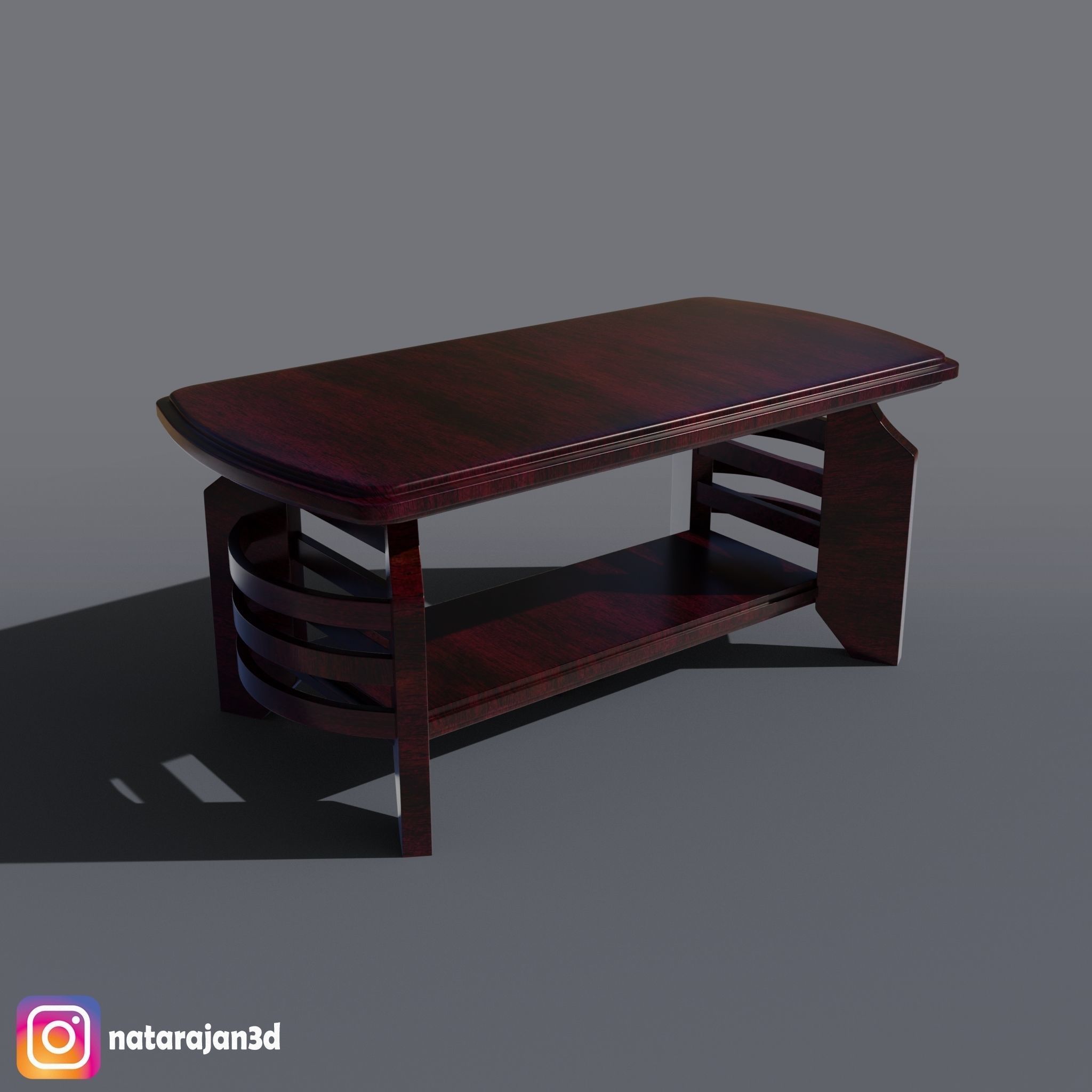 WOODEN COFFEE TABLE 3D model_4