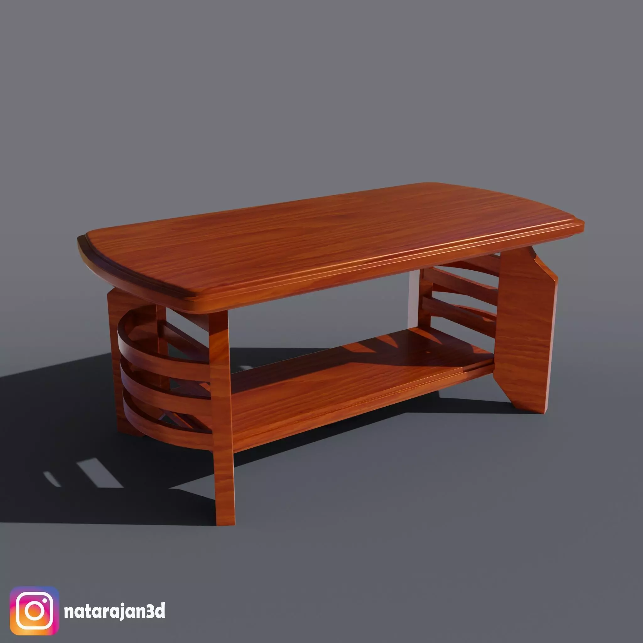WOODEN COFFEE TABLE 3D model_0