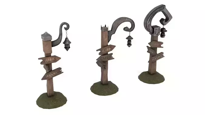 Fantasy Street Pointer Low-poly 3D model