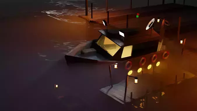 fisher boat night scene