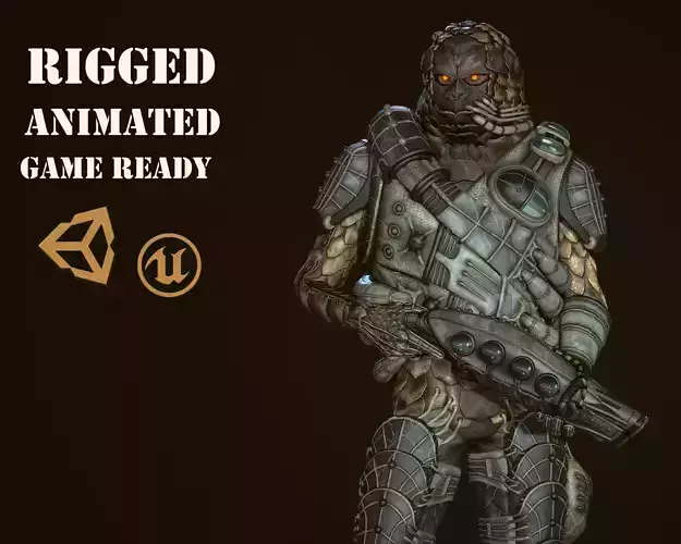 Alien soldier Low-poly 3D model