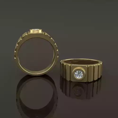 Signet Diamond Bezel Ring Band Tappered Box Step Mix Size