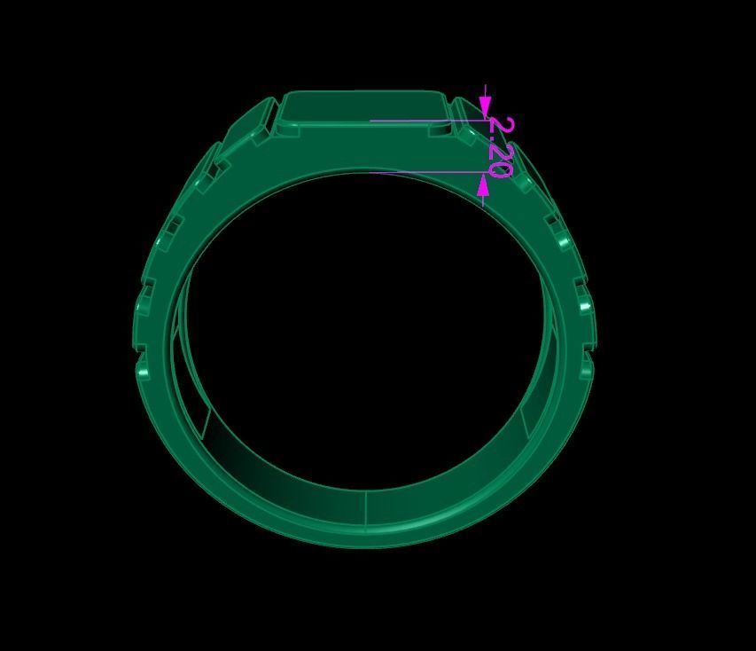 Signet Ring Band Tappered Box Step Mix Size 3D print model_15