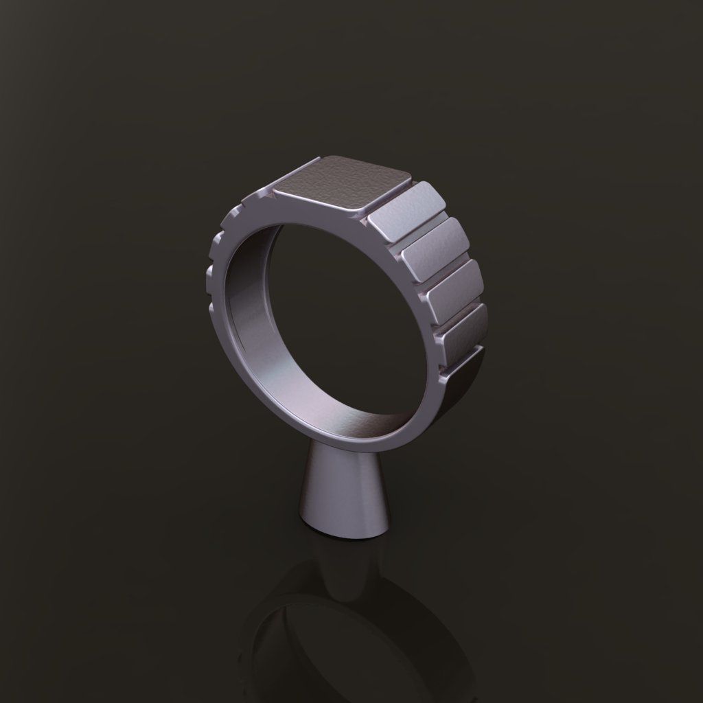 Signet Ring Band Tappered Box Step Mix Size 3D print model_7