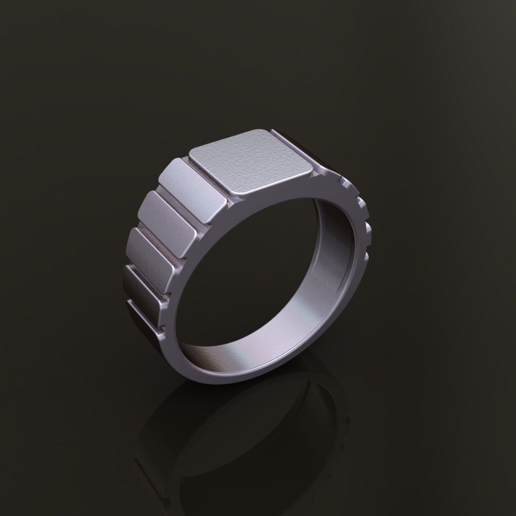 Signet Ring Band Tappered Box Step Mix Size 3D print model_8