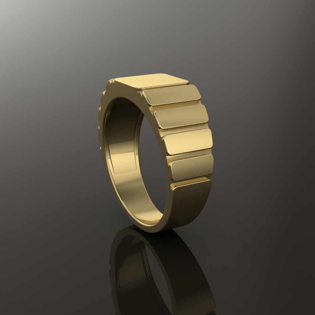 Signet Ring Band Tappered Box Step Mix Size 3D print model_6