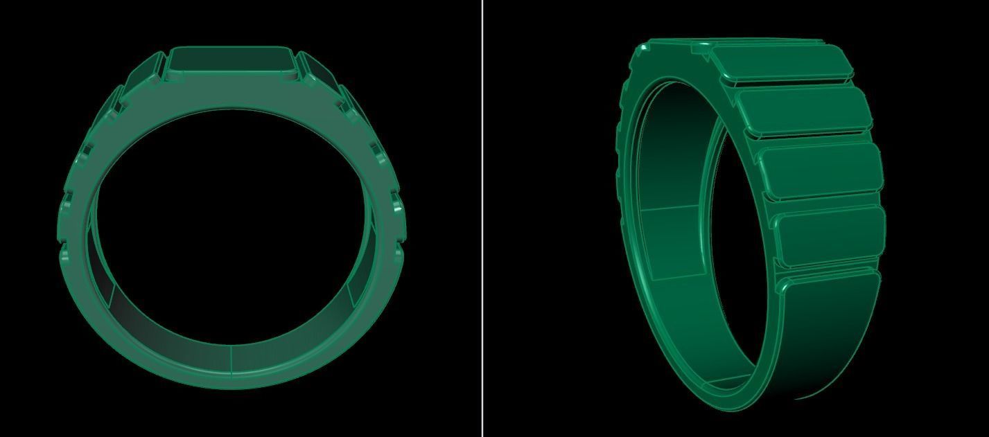 Signet Ring Band Tappered Box Step Mix Size 3D print model_18