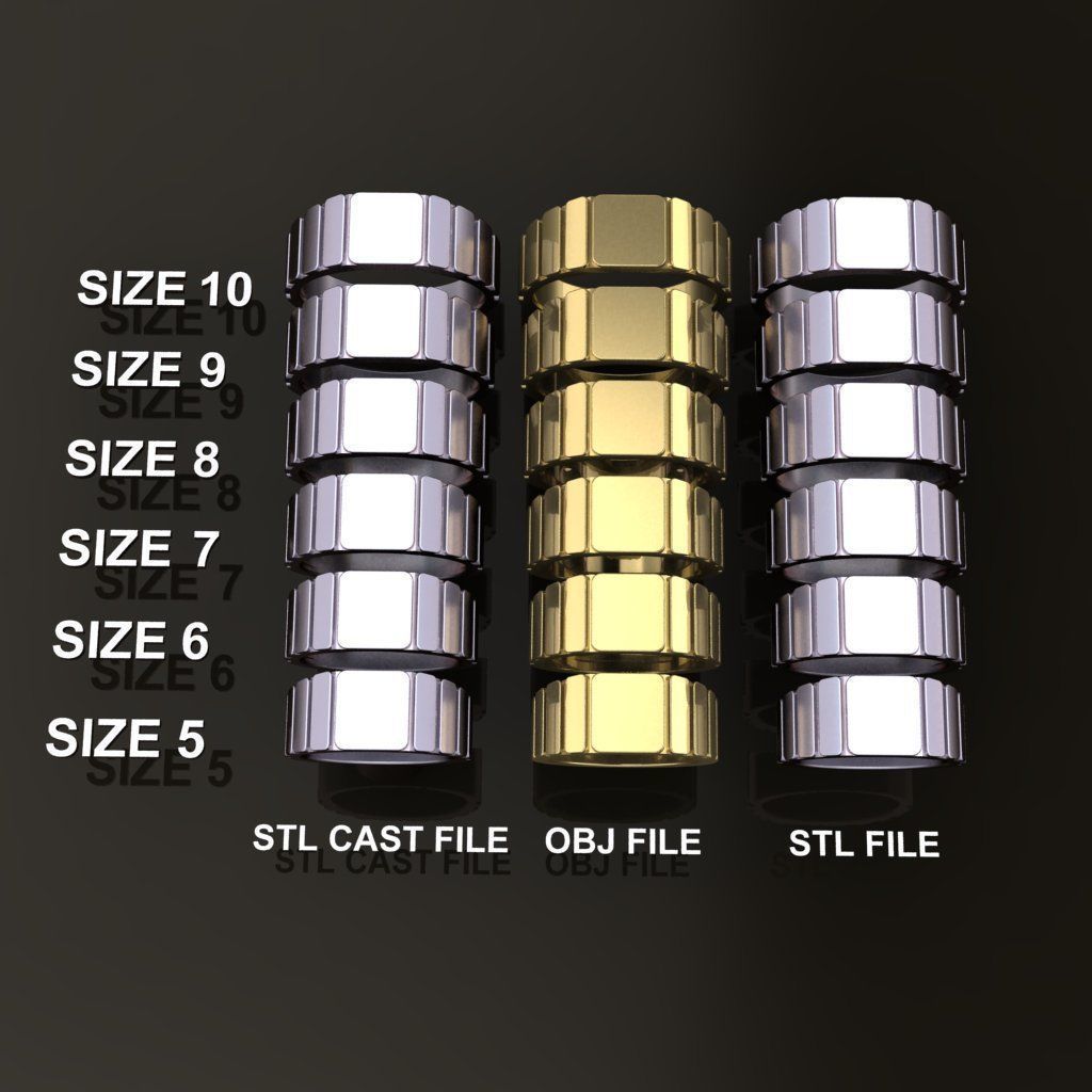 Signet Ring Band Tappered Box Step Mix Size 3D print model_1