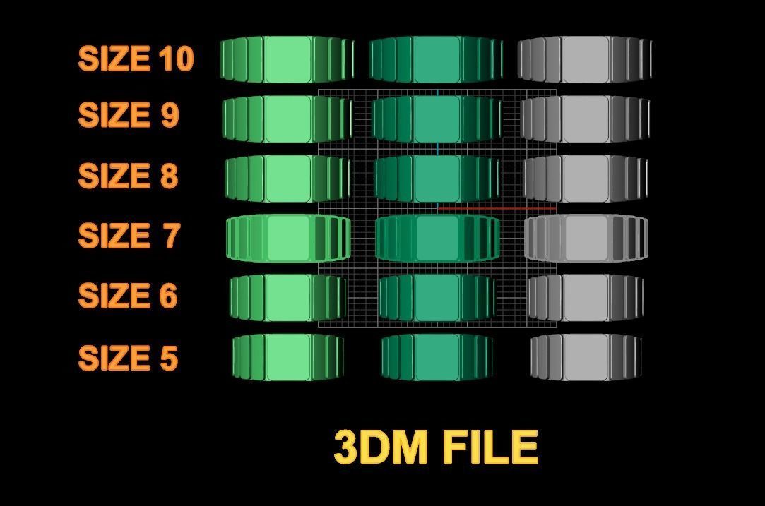 Signet Ring Band Tappered Box Step Mix Size 3D print model_2
