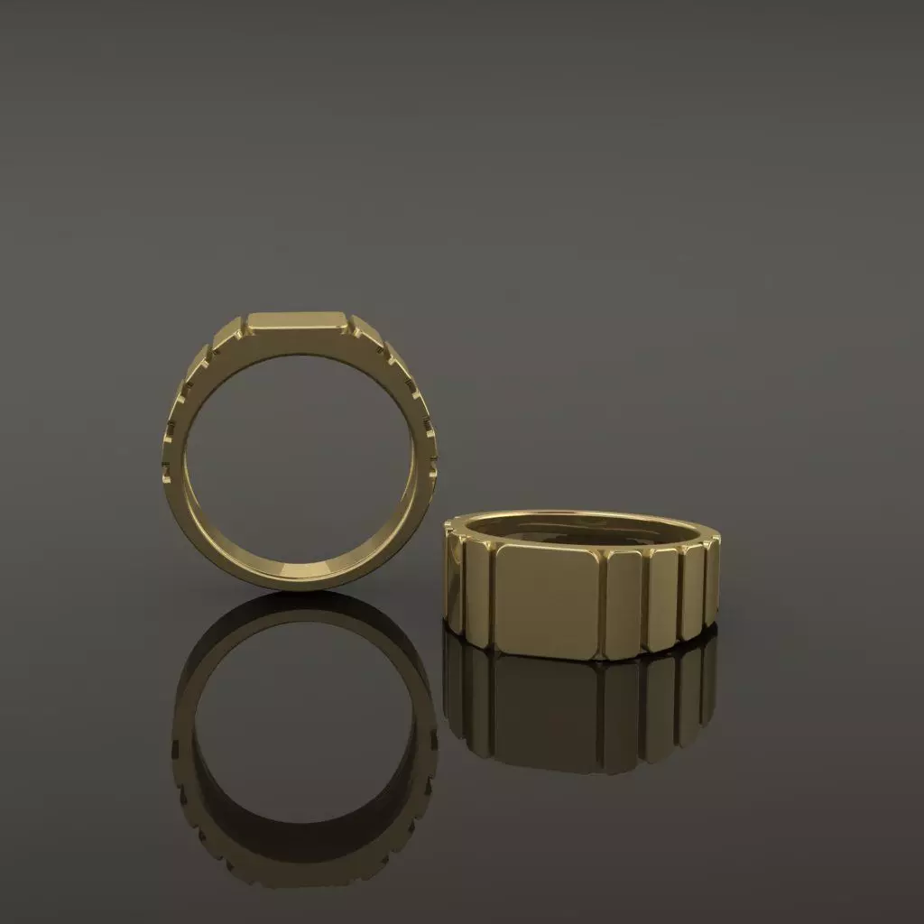 Signet Ring Band Tappered Box Step Mix Size 3D print model_0