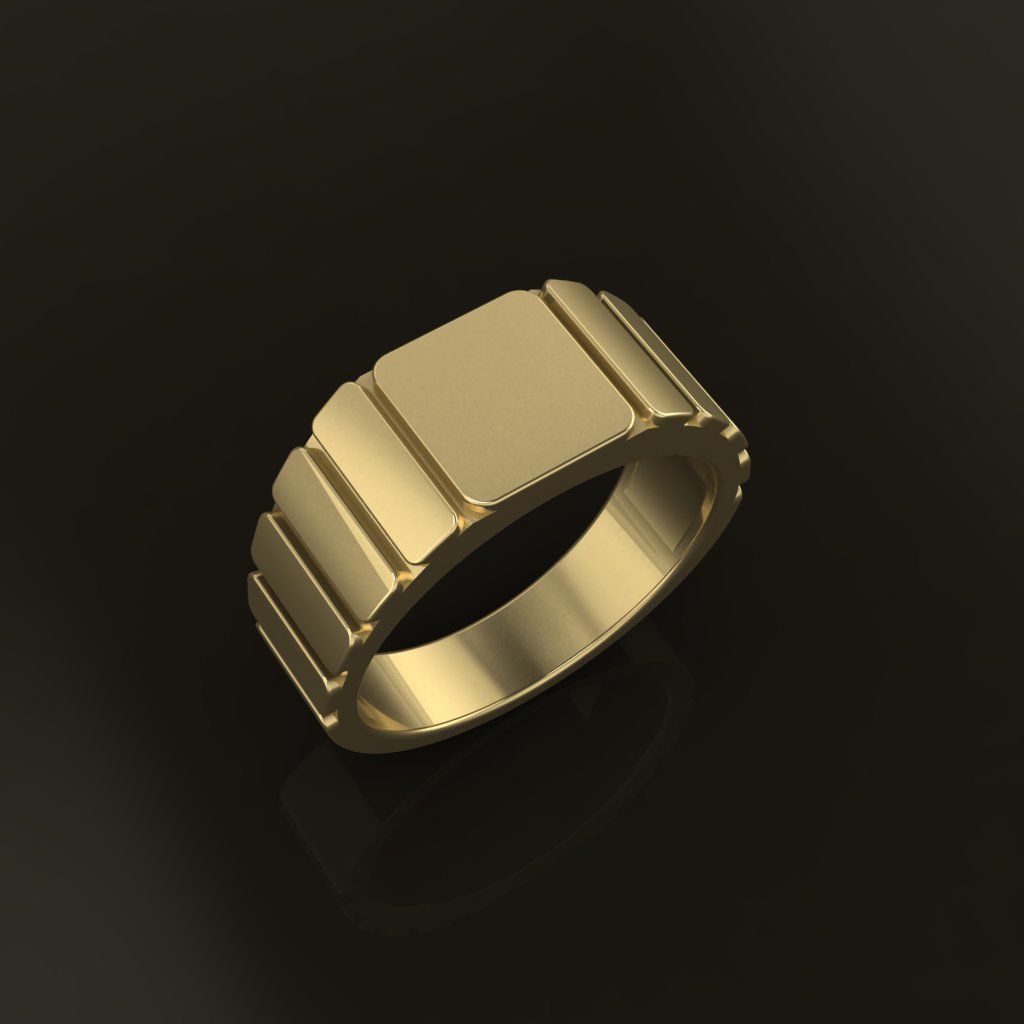 Signet Ring Band Tappered Box Step Mix Size 3D print model_4