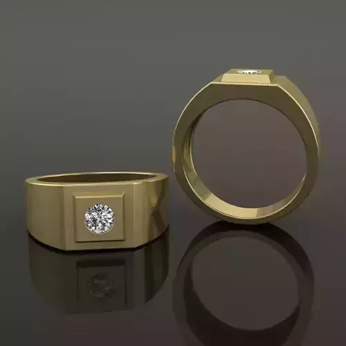 Signet Diamond Ring Band Tappered Step 4mm Mix Size 3D print model