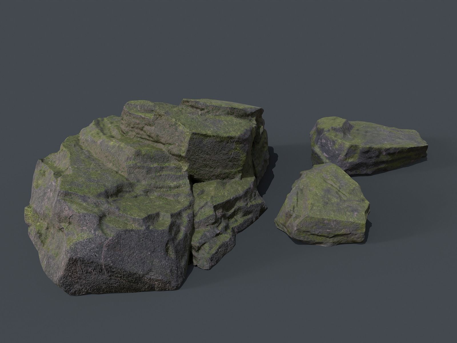 Mossy Rocks Set Low-poly 3D model_13