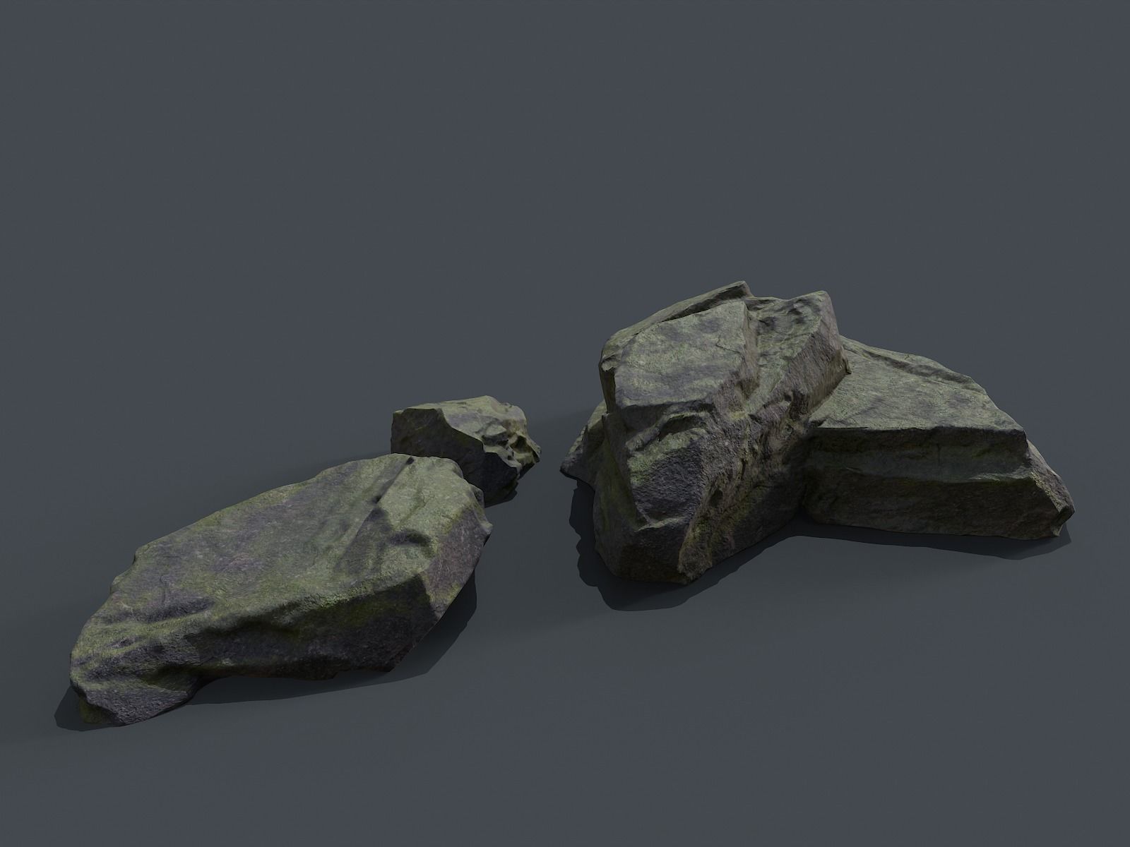 Mossy Rocks Set Low-poly 3D model_14