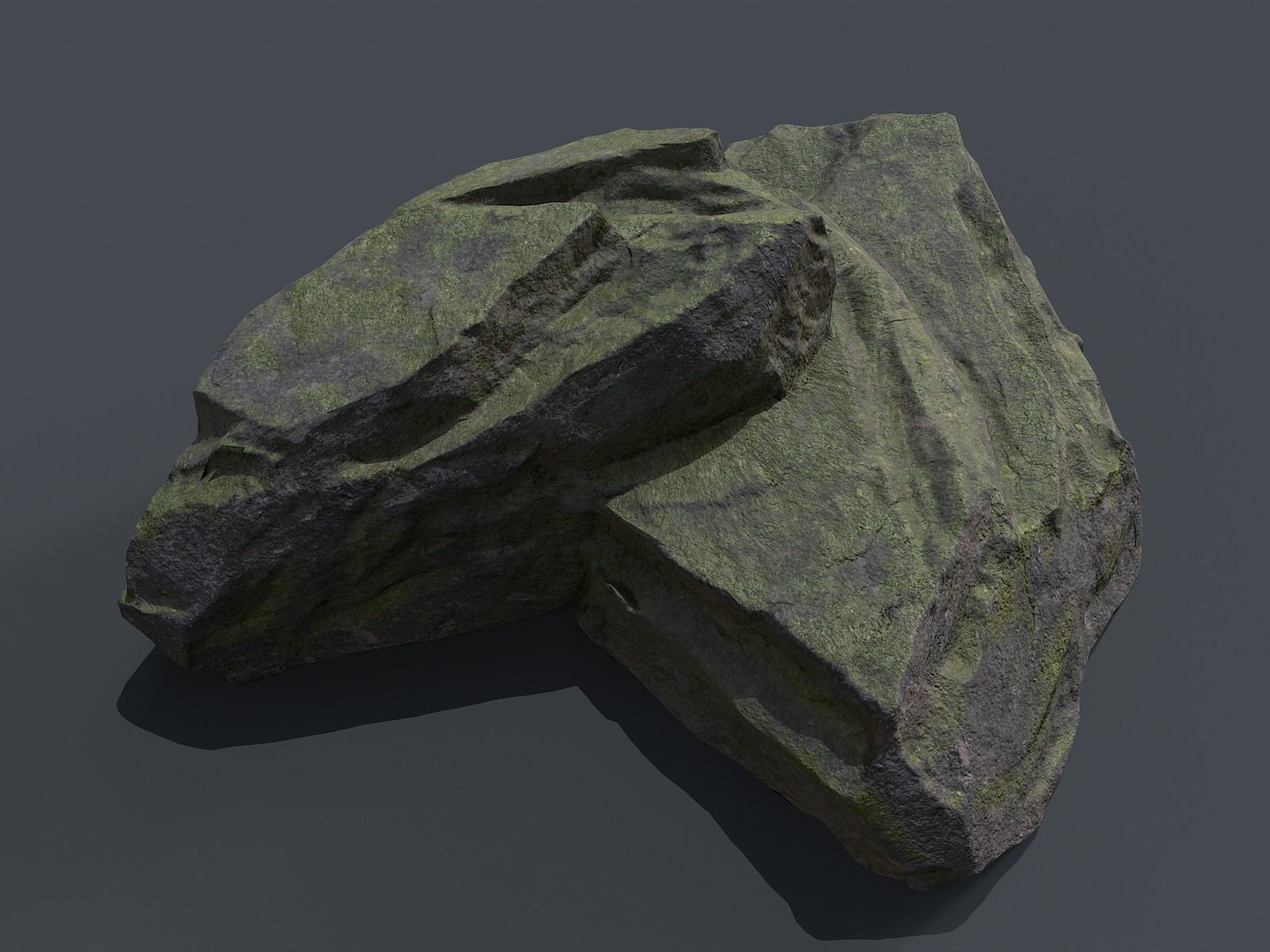 Mossy Rocks Set Low-poly 3D model_6