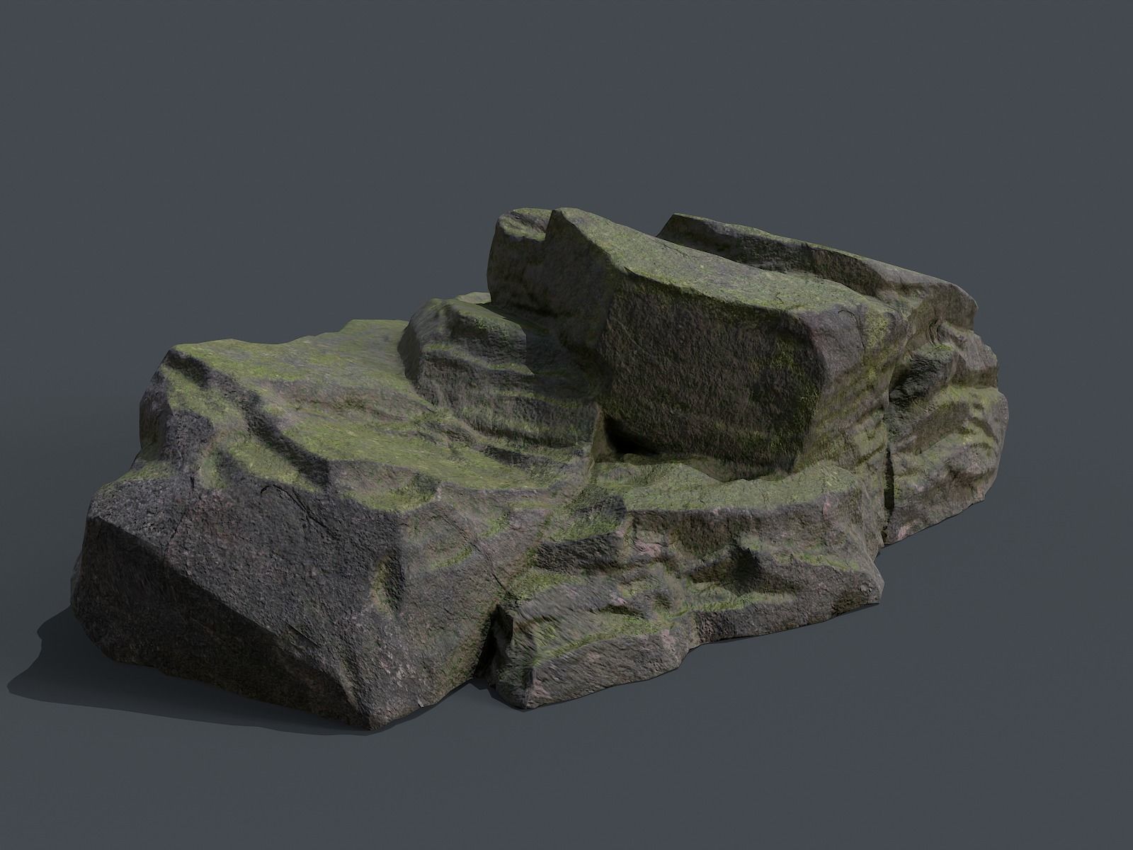 Mossy Rocks Set Low-poly 3D model_4