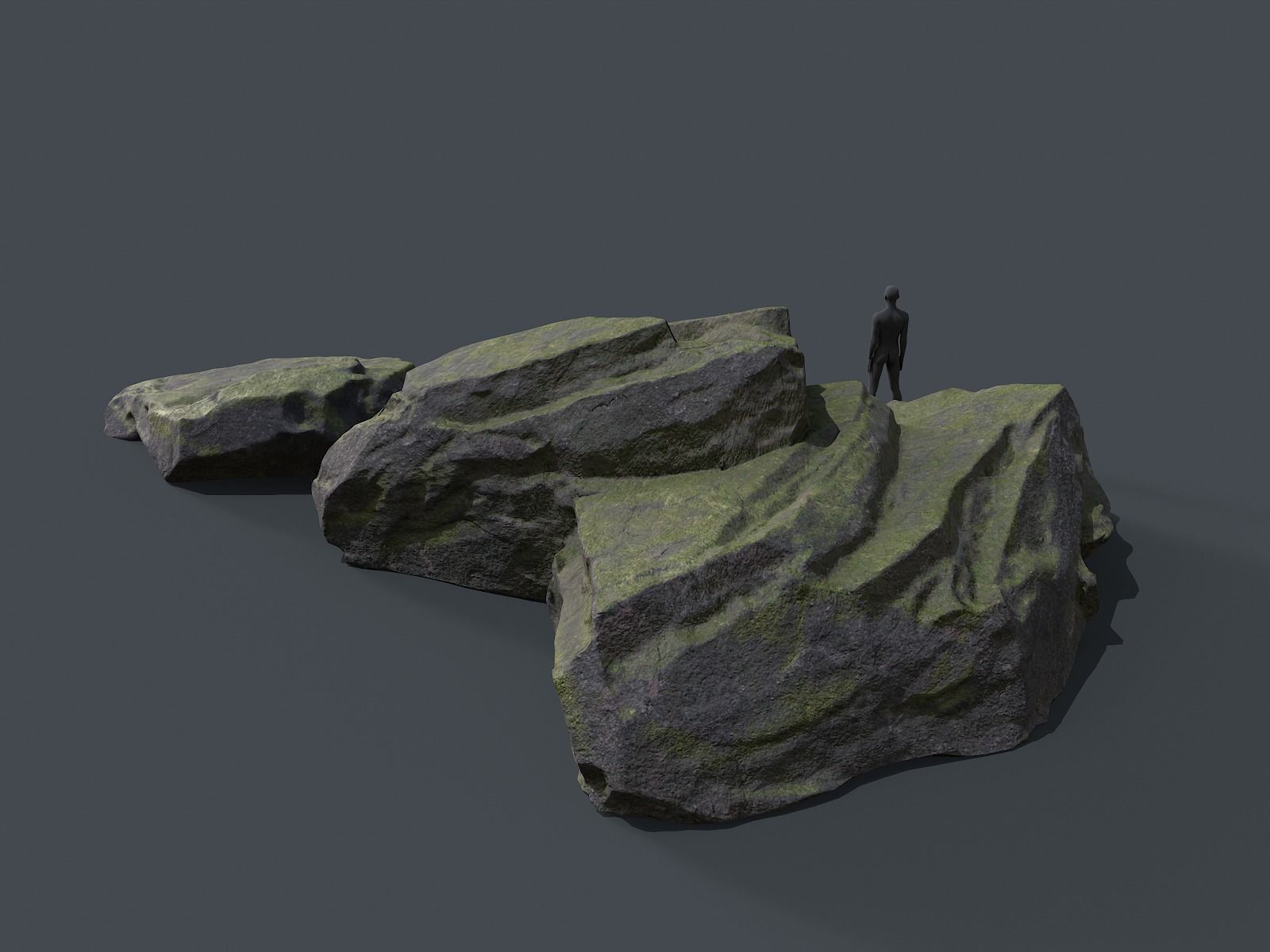 Mossy Rocks Set Low-poly 3D model_1