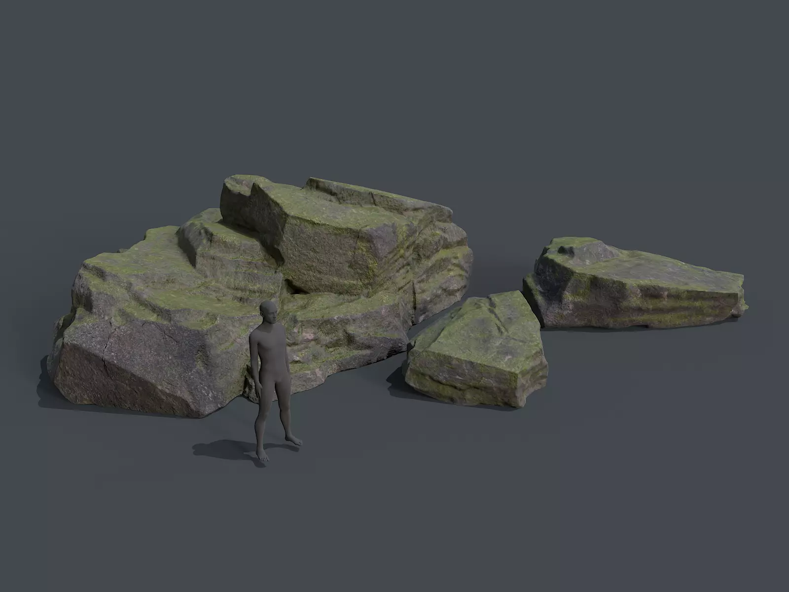 Mossy Rocks Set Low-poly 3D model_0