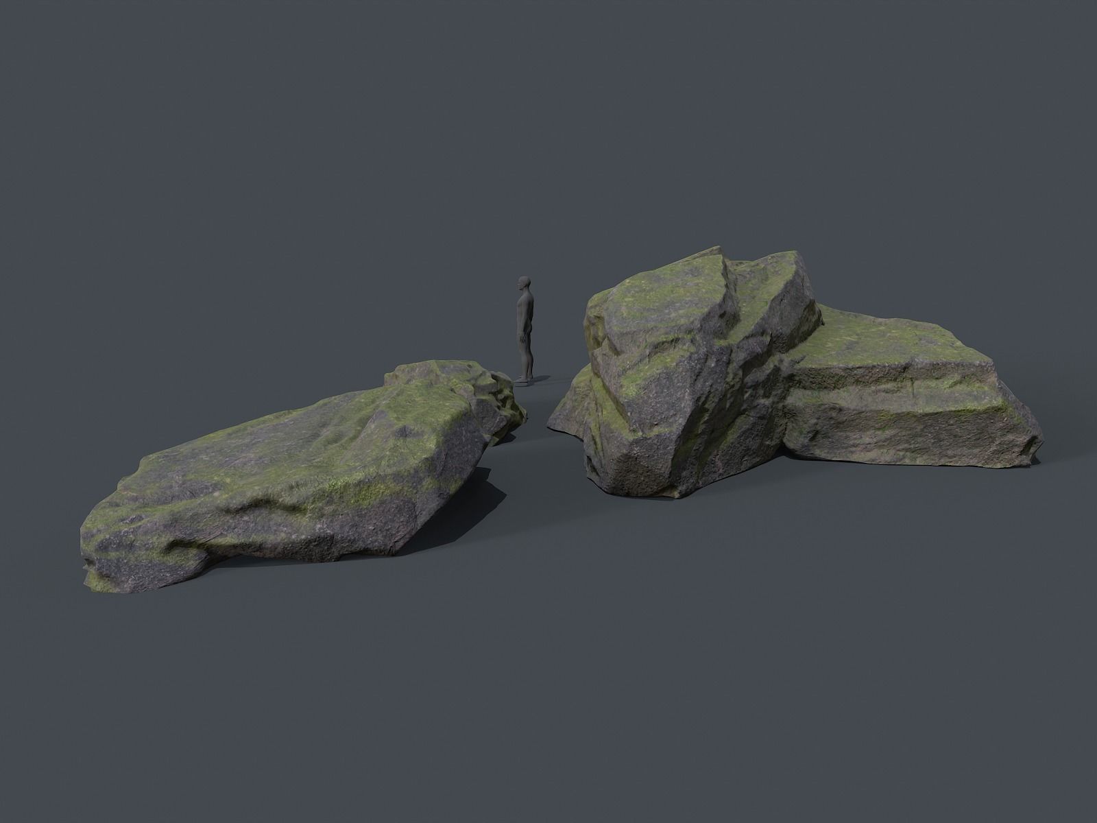 Mossy Rocks Set Low-poly 3D model_2